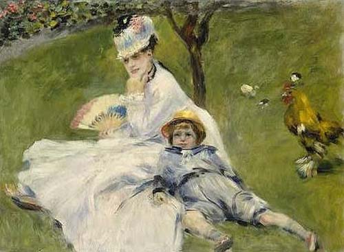 Pierre-Auguste Renoir, Camille Monet et son fils Jean dans le jardin à Argenteuil, 1874. Huile sur toile, 50 x 68 cm Pierre-Auguste Renoir, Camille Monet et son fils Jean dans le jardin à Argenteuil, 1874. Huile sur toile, 50 x 68 cm